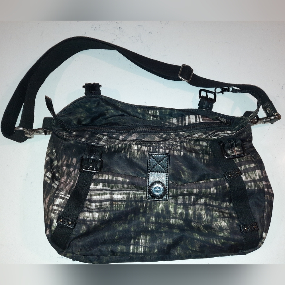 Stylish Kipling Black, Green and Gray Women's Crossbody Bag GUC